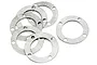A set of six circular grey differential gaskets for HPI Savage RC cars, arranged on a white background.