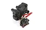 Rovan 1/5 scale Baja plastic gear differential transmission assembly with red metal support bracket.