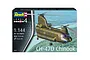 Revell 1/144 scale CH-47D Chinook model kit box art featuring an olive drab military helicopter flying over a landscape.
