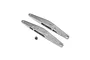 Two silver metal lower trailing arms for a Losi Super Baja Rey RC car, shown with a small black rubber bushing on a white background.