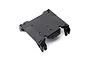 A black plastic Axial RBX10 chassis skid plate shown from a high-angle perspective against a white background.