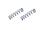 Two blue Kyosho RC shock springs positioned diagonally against a white background.