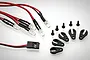 HSP 5-piece white LED light kit with wiring, connector, mounting clips, and screws on a white background.