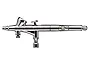 Iwata HP-BH Hi-Line series gravity-fed dual-action airbrush with chrome finish, shown from the side against a white background.