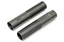 Two grey anodized aluminium shock bodies for HPI Baja RC vehicles, featuring threaded sections and smooth ends.