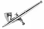 A side view of the Sparmax MAX-3 gravity-fed dual-action airbrush featuring a polished chrome finish and integrated paint cup.