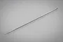 A thin, silver-coloured metal airbrush needle shown against a plain grey studio background.