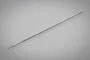 A single silver-coloured metal airbrush needle shown against a plain light grey background.
