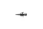 A close-up studio shot of a small, silver-coloured metal airbrush nozzle with a threaded end.