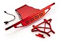 A Rovan red anodized aluminium front bumper assembly with an integrated LED light bar and mounting brackets on a white background.