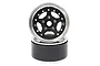 Two 1.9-inch RC beadlock rims with silver outer rings and black carbon fiber-style 5-spoke centers stacked vertically.
