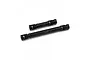 Two black steel center driveshafts for an RC crawler, featuring universal joints and the Yeah Racing logo, isolated on a white background.