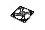 A black aluminium 40mm fan protector by Yeah Racing with a silver-edged spiral design and logo.