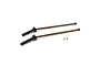 Two Yeah Racing spring steel front CVD drive shafts for 1/8 scale RC cars, shown with two small grub screws on a white background.