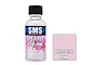 A 30ml bottle of SMS Pearl Petal Pink acrylic lacquer paint next to a pink color swatch labeled PRL02 Petal Pink.