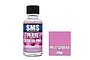 A 30ml bottle of SMS Pearl Gerbera Pink acrylic lacquer paint next to a pink color swatch square labeled PRL12 Gerbera Pink.