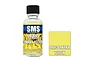 A 30ml bottle of Scale Modellers Supply Pearl Banana Yellow acrylic lacquer paint next to a yellow color swatch.