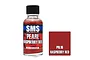 A 30ml bottle of SMS Pearl Raspberry Red acrylic lacquer paint next to a red color swatch labeled PRL16.