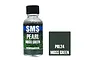 A 30ml bottle of Scale Modellers Supply Pearl Moss Green acrylic lacquer paint next to a color swatch labeled PRL24 Moss Green.