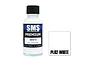 A 30ml bottle of Scale Modellers Supply Premium White acrylic lacquer paint with a black cap and a white square swatch labeled PL02 WHITE.