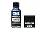 A 30ml bottle of SMS Premium Clear Black acrylic lacquer paint next to a black square swatch labeled PL23 CLEAR BLACK.