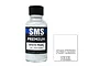 A 30ml bottle of SMS Premium White Pearl acrylic lacquer paint with a black cap and label, next to a white square with the text PL28 WHITE PEARL.