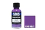 A 30ml bottle of SMS Premium Violet acrylic lacquer paint with a black cap, next to a purple color swatch labeled PL40 VIOLET.