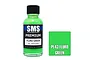 A 30ml bottle of Scale Modellers Supply Premium Fluro Green acrylic lacquer paint next to a green color swatch labeled PL43 FLURO GREEN.