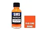 A 30ml bottle of Scale Modellers Supply Premium Fluro Orange acrylic lacquer paint with a black cap, next to a square color swatch labeled PL46 FLURO ORANGE.