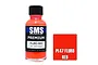 A 30ml bottle of Scale Modellers Supply Premium Fluro Red acrylic lacquer paint next to a red color swatch labeled PL47 Fluro Red.