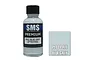 A 30ml bottle of SMS Premium Pale Blue Grey acrylic lacquer paint next to a color swatch square labeled PL89 Pale Blue Grey.
