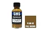 A 30ml bottle of SMS Premium US Pale Brown acrylic lacquer paint next to a brown color swatch labeled PL106 US PALE BROWN.