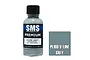 A 30ml bottle of Scale Modellers Supply V/Line Grey acrylic lacquer paint with a black cap, next to a square color swatch labeled PL109 V/LINE GREY.