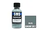 A 30ml bottle of SMS Premium Gunship Grey acrylic lacquer paint with a black cap, next to a grey colour swatch labeled PL121 Gunship Grey.