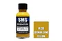 A 30ml bottle of SMS Premium German Sand Yellow model paint next to a color swatch box labeled PL130 German Sand Yellow.