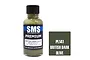 A 30ml bottle of SMS Premium British Dark Olive acrylic lacquer paint next to a color swatch square labeled PL141 British Dark Olive.