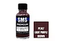 A 30ml bottle of SMS Premium Light Purple Brown acrylic lacquer paint next to a color swatch square labeled PL147 Light Purple Brown.