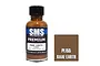 A 30ml bottle of SMS Premium RAAF Earth acrylic lacquer model paint next to a brown color swatch labeled PL155 RAAF Earth.