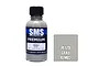 A 30ml bottle of SMS Premium Grau RLM02 acrylic lacquer paint next to a grey color swatch labeled PL179 GRAU RLM02.