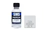 A 30ml bottle of SMS Premium Lichtgrau RLM63 acrylic lacquer paint with a black cap, next to a grey colour swatch square.