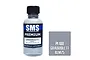 A 30ml bottle of SMS Premium Grauviolett RLM75 acrylic lacquer paint next to a grey color swatch square.