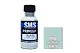 A 30ml bottle of SMS Premium Hellblau RLM78 acrylic lacquer paint next to a color swatch square, set against a white background.