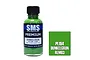 A 30ml bottle of Scale Modellers Supply Premium Dunkelgrun RLM83 acrylic lacquer paint with a green paint swatch next to it.