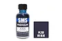 A 30ml bottle of SMS Premium VR Blue acrylic lacquer paint next to a square color swatch labeled PL201 VR Blue.