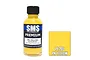 A 30ml bottle of SMS Premium PN Yellow acrylic lacquer paint with a black cap, alongside a yellow color swatch labeled PL205 PN YELLOW.
