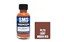 A 30ml bottle of SMS Premium Light Indian Red model paint with a black cap and a color swatch square next to it.