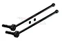 Two black GPM Racing carbon steel CVD driveshafts with two small grub screws on a white background.