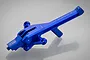 A blue anodized aluminium front chassis brace by GPM Racing for RC vehicles, shown against a light grey background.