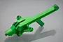 A green anodized aluminium front chassis brace for an RC car by GPM Racing, shown against a grey background.