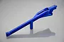 A blue anodized aluminium rear chassis brace for an RC car, featuring GPM Racing branding and 7075-T6 material markings.
